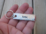 Love Inspiration Keychain - "love"  - Hand Stamped Metal Keychain- small, narrow keychain