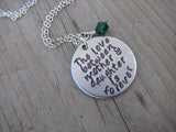 Mothers Necklace- "The love between mother & daughter is forever"  Hand-Stamped Necklace with an accent bead of your choice