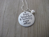 Wedding/Anniversary Necklace- "love laughter & happily ever after" - Hand-Stamped Necklace with an accent bead of your choice