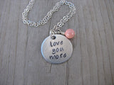 Love You More Inspiration Necklace- "love you more" - Hand-Stamped Necklace with an accent bead in your choice of colors
