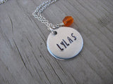 Friendship Necklace- Hand-Stamped "LYLAS" Necklace (which stands for love you like a sister) with an accent bead in your choice of colors