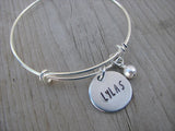 Friendship Bracelet- Hand-Stamped "LYLAS" Bracelet (which stands for love you like a sister) with an accent bead in your choice of colors