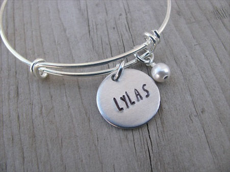 Friendship Bracelet- Hand-Stamped "LYLAS" Bracelet (which stands for love you like a sister) with an accent bead in your choice of colors