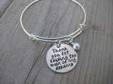 Mother in Law Bracelet- "Thank you for raising the man of my dreams" - Hand-Stamped Bracelet- Adjustable Bangle Bracelet with an accent bead in your choice of colors