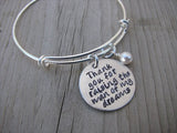 Mother in Law Bracelet- "Thank you for raising the man of my dreams" - Hand-Stamped Bracelet- Adjustable Bangle Bracelet with an accent bead in your choice of colors