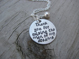 Mother in Law Necklace "Thank you for raising the man of my dreams"- Hand-Stamped Necklace with an accent bead in your choice of colors