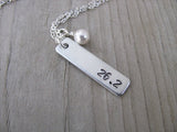 Marathon Necklace- "26.2"- Hand-Stamped Necklace with an accent bead of your choice