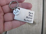 Half Marathon Keychain- "Run Eat Sleep Repeat" with extra disc with "13.1"- Hand Stamped Metal Keychain