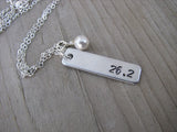 Marathon Necklace- "26.2"- Hand-Stamped Necklace with an accent bead of your choice