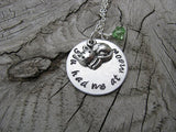 Cat Inspiration Necklace- "you had me at meow" with cat charm - Hand-Stamped Necklace with an accent bead in your choice of colors