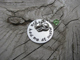 Cat Inspiration Necklace- "you had me at meow" with cat charm - Hand-Stamped Necklace with an accent bead in your choice of colors