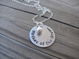 Mother of the Groom Necklace- "Mother of the Groom"  - Hand-Stamped Necklace with an accent bead of your choice