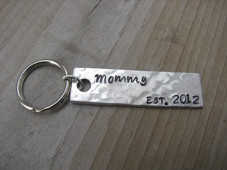 Gift for Mom- Keychain- Expectant Mother Gift- Baby Shower Gift- Mother's Keychain "Mommy EST (year of choice)"- Keychain- Textured