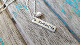Mom Necklace - Hand-Stamped Necklace "#momlife" with an accent bead of your choice