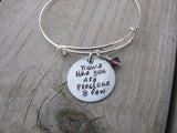 Mother's Bracelet- "Moms like you are precious & few"  - Hand-Stamped Bracelet- Adjustable Bangle Bracelet with an accent bead of your choice