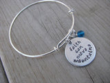 Faith Can Move Mountains Bracelet- "faith can move mountains" - Hand-Stamped Bracelet- Adjustable Bangle Bracelet with an accent bead of your choice
