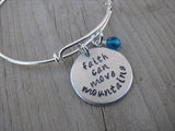 Faith Can Move Mountains Bracelet- "faith can move mountains" - Hand-Stamped Bracelet- Adjustable Bangle Bracelet with an accent bead of your choice