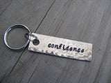 Confidence Inspiration Keychain - "confidence"  - Hand Stamped Metal Keychain- small, narrow keychain