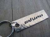 Confidence Inspiration Keychain - "confidence"  - Hand Stamped Metal Keychain- small, narrow keychain