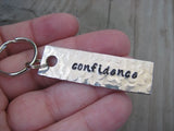 Confidence Inspiration Keychain - "confidence"  - Hand Stamped Metal Keychain- small, narrow keychain