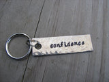 Confidence Inspiration Keychain - "confidence"  - Hand Stamped Metal Keychain- small, narrow keychain