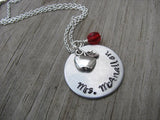 Teacher's Necklace, Gift for Teacher, End of School Year Gift- "Mrs. (name)"  - Hand-Stamped Necklace with an accent bead of your choice