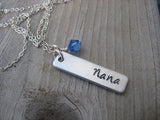 Nana Necklace- "Nana" -Hand-Stamped Necklace with an accent bead of your choice