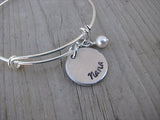 RESERVED for Alison- custom bracelet "Nana" "Mom" and 5 accent beads- January, April, May, May, November