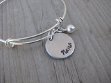 RESERVED for Alison- custom bracelet "Nana" "Mom" and 5 accent beads- January, April, May, May, November