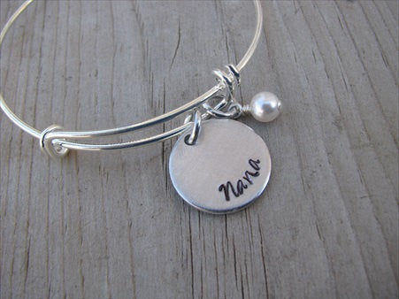 RESERVED for Alison- custom bracelet "Nana" "Mom" and 5 accent beads- January, April, May, May, November