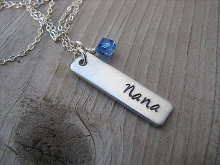 Nana Necklace- "Nana" -Hand-Stamped Necklace with an accent bead of your choice