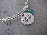 Never Forget Inspiration Bracelet- "never forget"  - Hand-Stamped Bracelet-Adjustable Bracelet with an accent bead of your choice