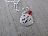 Never Settle Inspiration Necklace- "never settle" - Hand-Stamped Necklace with an accent bead in your choice of colors