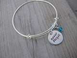Never Forget Inspiration Bracelet- "never forget"  - Hand-Stamped Bracelet-Adjustable Bracelet with an accent bead of your choice