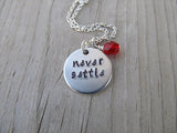 Never Settle Inspiration Necklace- "never settle" - Hand-Stamped Necklace with an accent bead in your choice of colors
