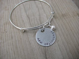 New Beginnings Inspiration Bracelet- "new beginnings" - Hand-Stamped Bracelet- Adjustable Bangle Bracelet with an accent bead of your choice