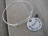 Niece Bracelet- "Niece child of my heart" - Hand-Stamped Bracelet- Adjustable Bangle Bracelet with an accent bead of your choice