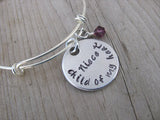 Niece Bracelet- "Niece child of my heart" - Hand-Stamped Bracelet- Adjustable Bangle Bracelet with an accent bead of your choice