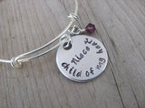 Niece Bracelet- "Niece child of my heart" - Hand-Stamped Bracelet- Adjustable Bangle Bracelet with an accent bead of your choice
