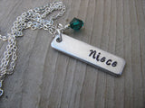 Niece Necklace- "Niece" -Hand-Stamped Necklace with an accent bead of your choice