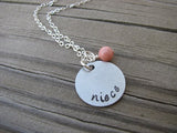 Niece Necklace- "niece"- Hand-Stamped Necklace with an accent bead in your choice of colors