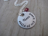 Niece Necklace, Gift for Niece "Niece- child of my heart"   - Hand-Stamped Necklace with an accent bead of your choice