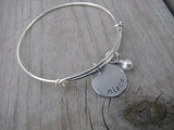 Niece Bracelet- "niece"  - Hand-Stamped Bracelet- Adjustable Bangle Bracelet with an accent bead in your choice of colors
