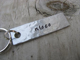 Niece Keychain - "niece"  - Hand Stamped Metal Keychain- small, narrow keychain