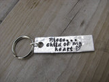 Niece Keychain - "Niece...child of my heart" - Hand Stamped Metal Keychain- small, narrow keychain
