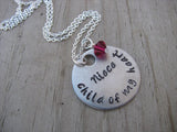 Niece Necklace, Gift for Niece "Niece- child of my heart"   - Hand-Stamped Necklace with an accent bead of your choice