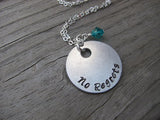 No Regrets Inspiration Necklace- "No Regrets" - Hand-Stamped Necklace with an accent bead in your choice of colors