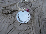 Nurse Inspiration Necklace- "nurture love heal" - Hand-Stamped Necklace with an accent bead in your choice of colors