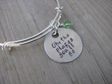 Graduation Bangle Bracelet - "Oh, the places you'll go" - Hand-Stamped Bracelet - Adjustable Bangle Bracelet with an accent bead of your choice