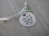 Graduation Bangle Bracelet - "Oh, the places you'll go" - Hand-Stamped Bracelet - Adjustable Bangle Bracelet with an accent bead of your choice
